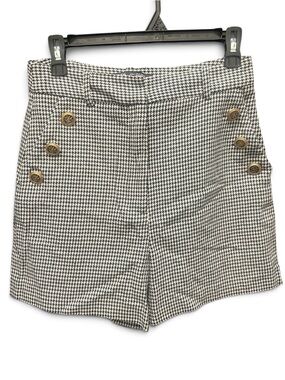 ZARA High-Waist Houndstooth Button-Front Women's Shorts (Medium)
